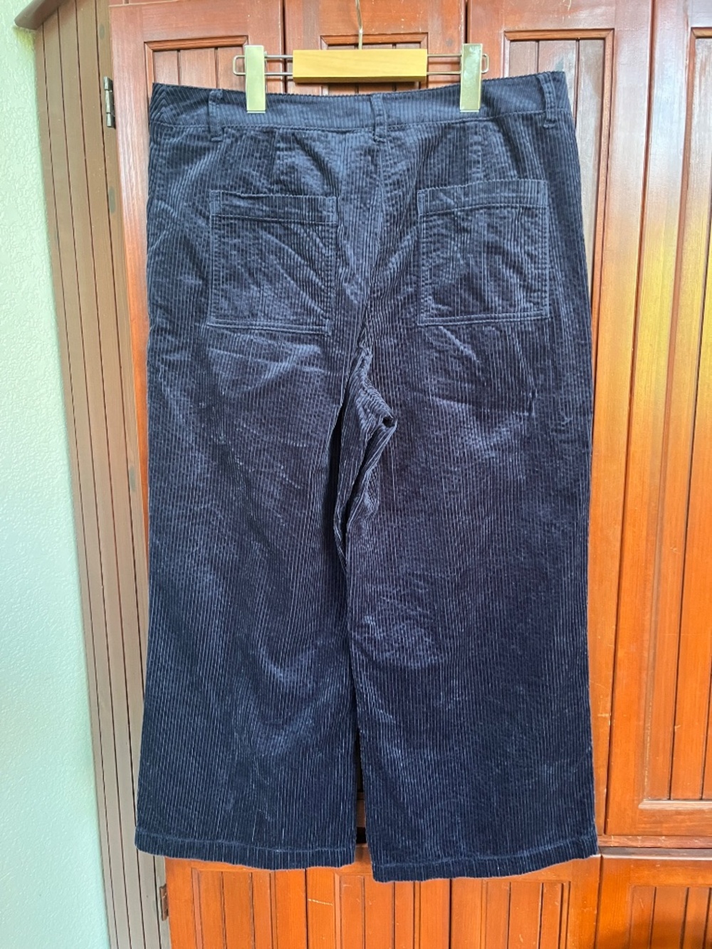 Seasalt Cornwall Asphodel Navy Blue Crop Wide Leg Corduroy Pants Size 10 - Picture 3 of 9